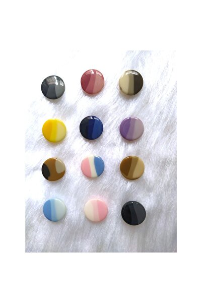 Zedhobi 24 Adet 13 Mm Arkadan Delikli Karışık Renkli Yuvarlak Düğme