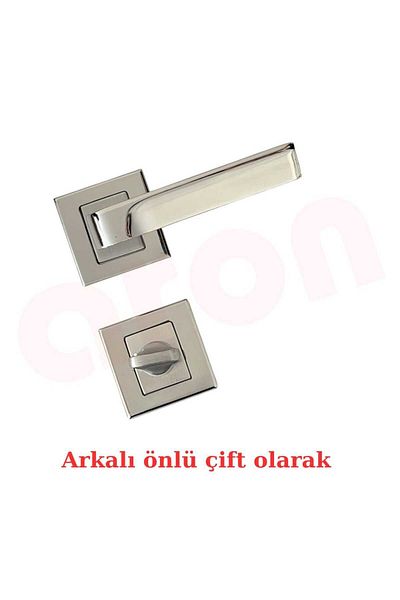 ARON New Luxury Nickel Satin Bathroom - Wc Door Handle with Aluminum and Steel Back in Pair