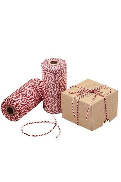 roco paper Red and White Gift Packing Rope - 200m (Twine Baker)