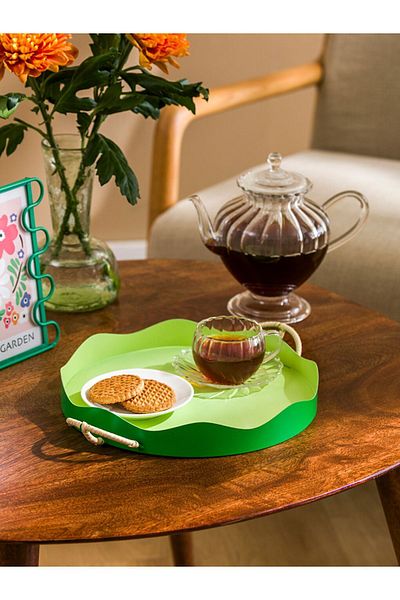 LC Waikiki Lcw Home Neon Green Round Metal Tray 31 cm
