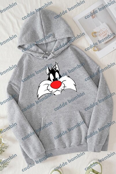 caddekombin Sylvester Printed Gray Unisex Hoodie