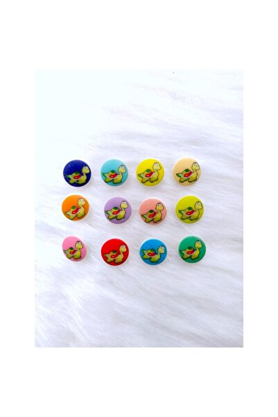 Zedhobi 60 Adet 15 Mm Yuvarlak Arkadan Delikli Renkli Sevimli Dinazor Desen D...