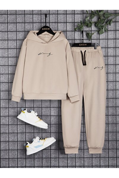 bellanova 3 Thread Printed Tracksuit Hooded Sweatshirt Top and Bottom Set