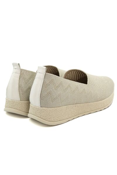 DERİCİ Orthopedic Sole Linen Glitter Beige Women's Casual Shoes Gra24