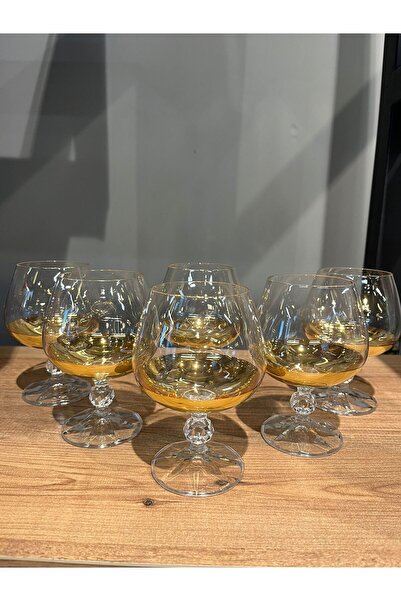 BOHEMİA CRYSTAL PANDORAN'S BOX BOHEMIA 6LI 250 CC CRYSTAL COFFEE SIDE WATER CUP DIP GOLD