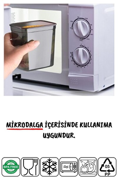 Nandy Home 6 Adet Jumbo Boy Dikdörtgen Saklama Kabı 2000 Ml Antrasit