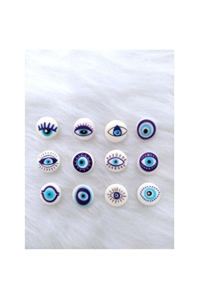 Zedhobi 24 Adet 15 Mm Yuvarlak Arkadan Delikli Karışık Desen Nazar Boncuğu Gö...