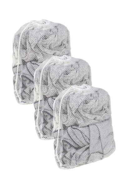 Genel Markalar 3 Adet Ipli Çamaşır Yıkama Filesi | Kirli Temiz Elbise Kıyafet Torbası 40x60