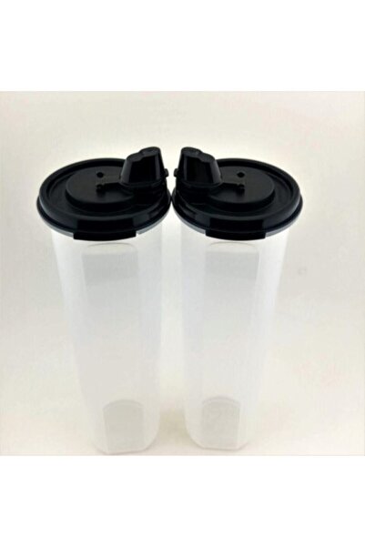 Tupperware Oval Olive Oil Oil 1.1 Lt Set of 2 - Black Lid