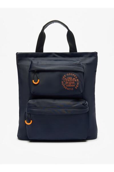 Lee Cooper Logo Print Tote Bag with Double Handle and Zip Closure - W 12.5 x H 37 x D 33 cm