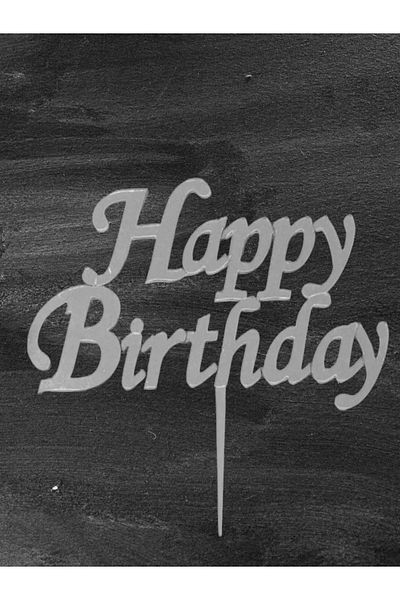 damlakidsmoda Plexi Happy Birthday Cake Top Silver 15 X15 cm Silver Color Cake Toothpick