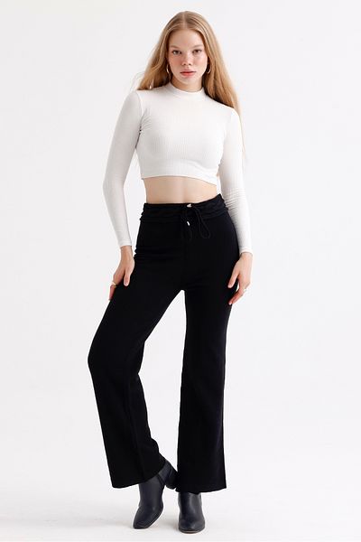 MD trend High Waist Lace-Up Women's Knitwear Trousers