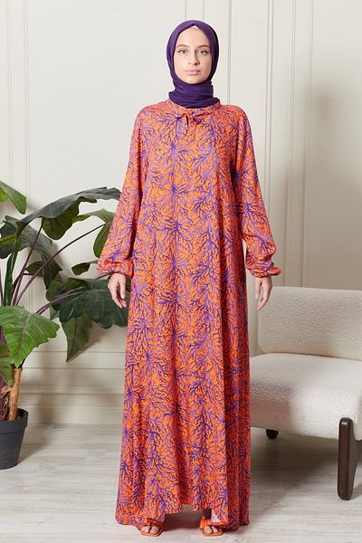 fistan Mother's Hijab Dress - Mevlane Bell, Cotton Viscose, Large Size Range, Prayer Dress