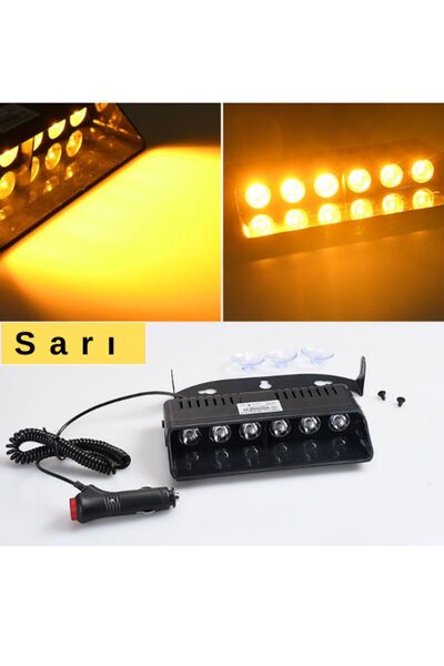 Carlifestyle S6 Cam İçi Vantuzlu İkaz Lambası 6 Ledli Sarı Çakmaklık Girişli Arama Kurtarma Lamba