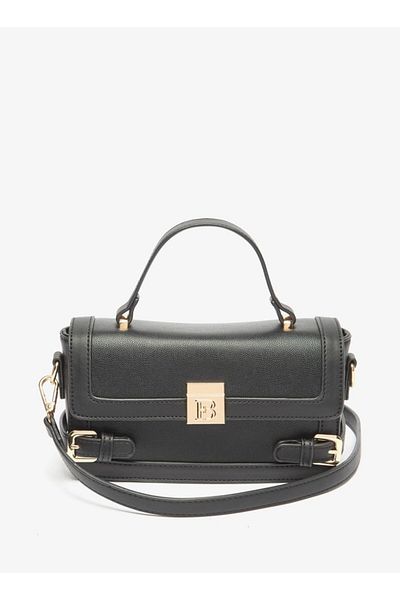 Flora Bella by Shoexpress Flora Bella Textured Satchel Bag with Button Closure and Top Handle