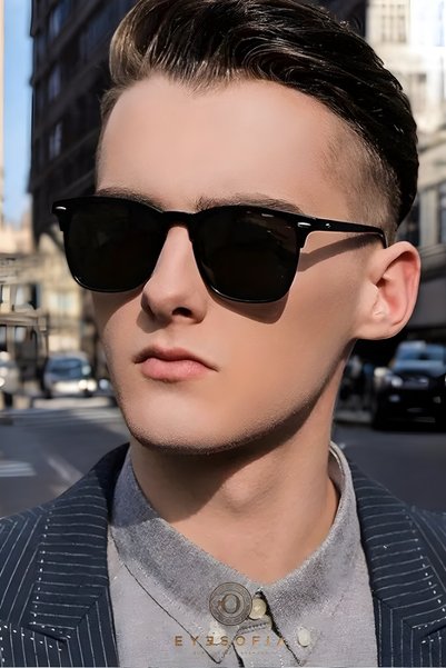 Eyesofia Saint Unisex Black Sunglasses