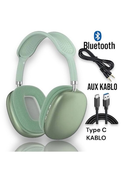 Mmctech P9 Air Pro Max Kablosuz 5.0 Mikrofonlu Sd Kart Girişli Aux Kablolu Bluetooth Kulaklık