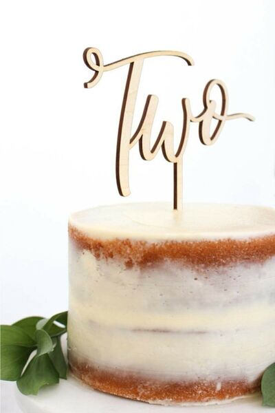 VERADİZAYN Ahşap Pasta Süsü Two Iki Yaş Mdf