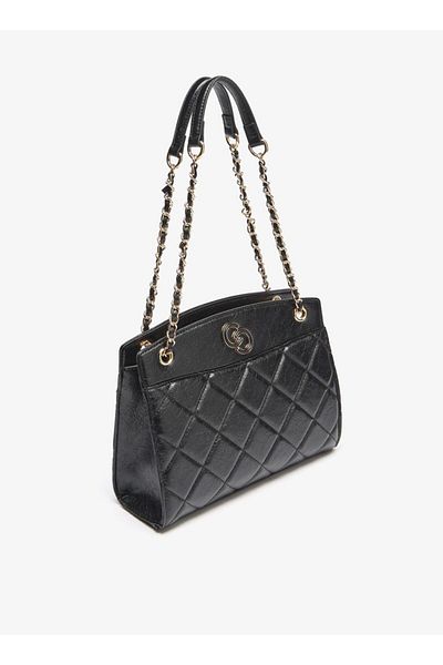 Celeste Quilted Tote Bag with Chain Accented Strap and Zip Closure