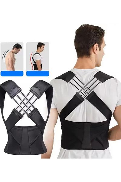 MİSTİRİK Hyfix Medical Unisex Black Back-Waist Corset - Upright Posture and Hunchback Remover
