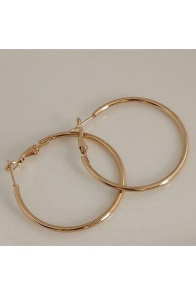 Ödül Moda Steel Gold Classic Hoop Earrings 4cm