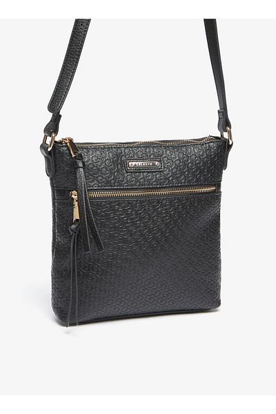 Celeste Monogram Embossed Crossbody Bag with Zip Closure and Strap
