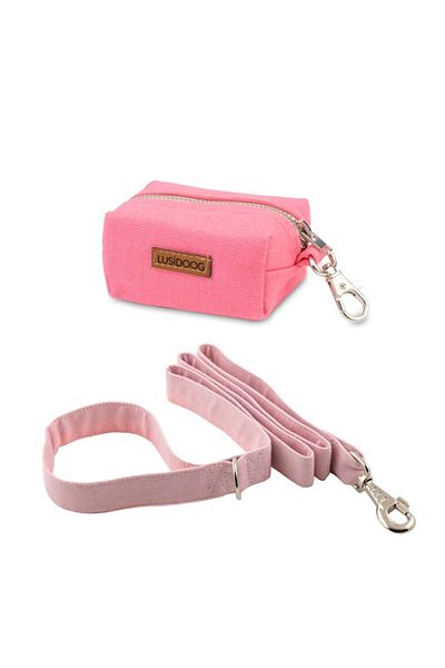 Lusi Doog Light Pink Walking Strap and Dog Poop Bag Set