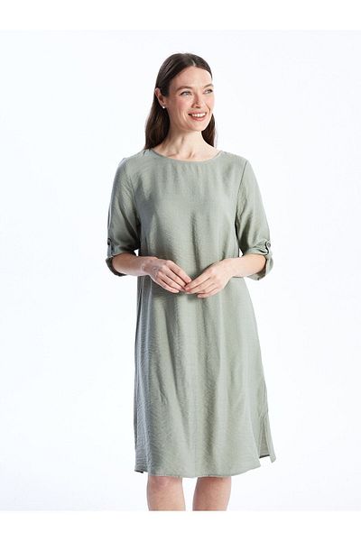 LC Waikiki Γυναικείο φόρεμα Crew Neck Plain Line Look
