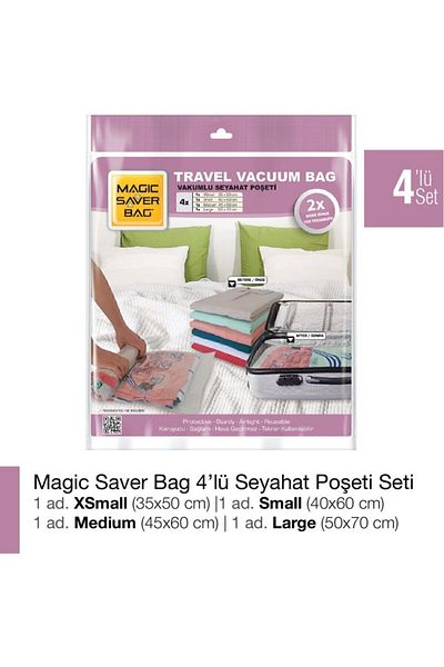 Magic Saver Bag Σετ τσάντα ταξιδιού με κενό αέρος 4 τεμαχίων