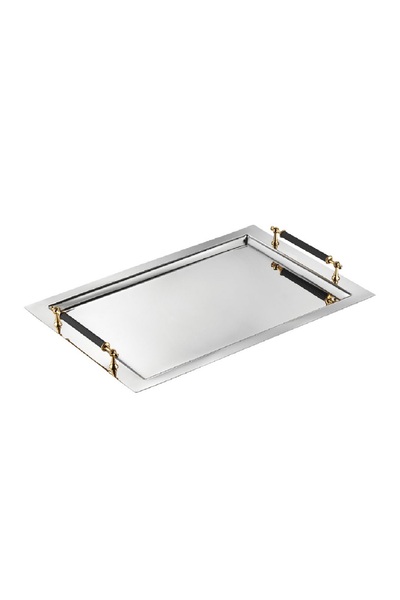 turzuccaciye Tiamo Alone - Steel Stainless Berlin Tea Tray Black-Gold