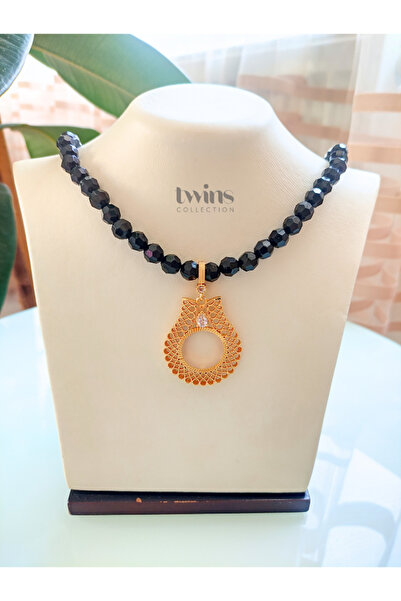 TwinsCollection Çeyrekli Altın Uyumlu 8 mm Kristal Boncuk Kolye
