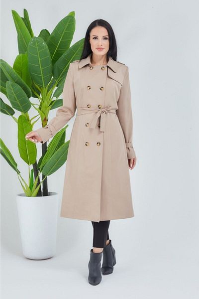 Wazze Beige Button Closure Trench Coat