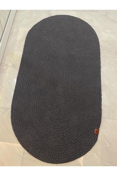 YAĞLIOĞLU TEKSTİL Yağlıoğlu Tekstil Dekoratif Antrasit Oval Petek Hasır Örgü ...