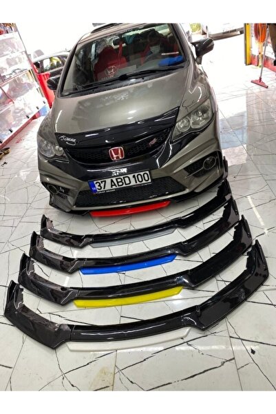 FV-TUNİNG Honda Civic Fd6 2006-2011 4 Parça Beyaz Ön Ek Piano Black Lip