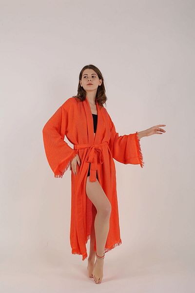 HİLAL COLLECTİON Kimono din bambus din viscoză 1 bucată caftan cu curea din bumbac, unisex, pentru plajă sau pentru zi cu zi