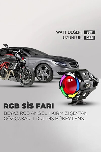 Genel Markalar Beyaz Rgb Angel Kırmızı Şeytan Göz 20w Motorsiklet Sis Farı Le...