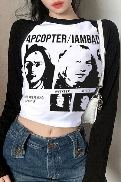 Köstebek I Am Bad White Raglan Crop T-shirt - Long Sleeve
