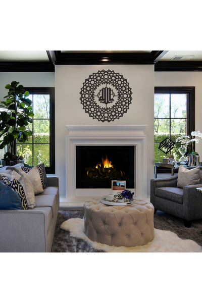 DECOVIENO Islamic Metal Wall - Allah (Cc) Word Circular Painting, Home Office Decor (75 cm X 75 cm)