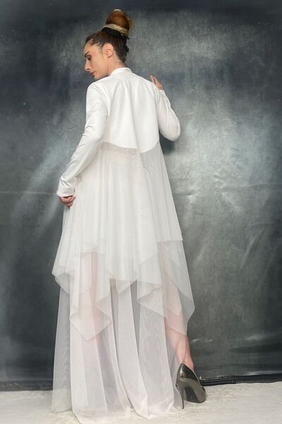 Quincey Asymmetrical Scuba Jacket with Tulle Skirt