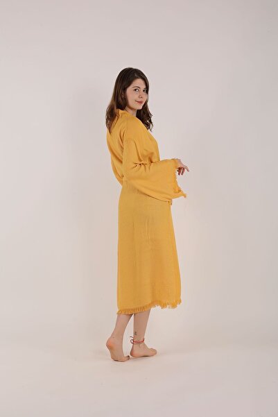 HİLAL COLLECTİON Viscose Bamboo Kimono 1 Piece Cotton Belted Caftan Unisex Beach or Daily Wear