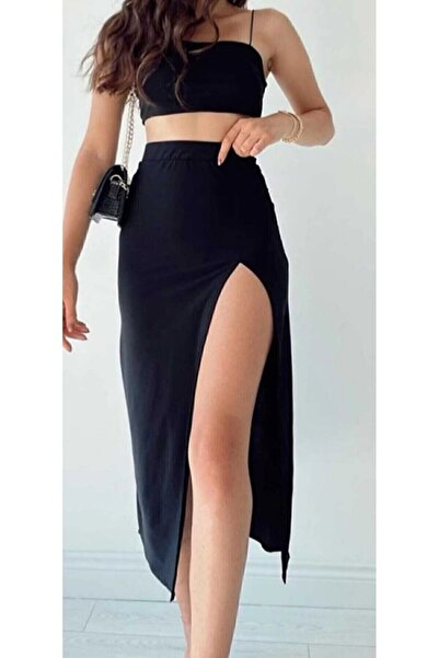 Lion Collection Plus Size Slit Skirt and Crop Set