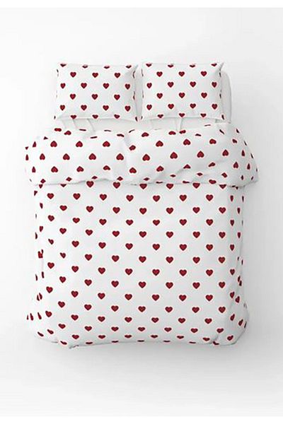 Sares Home Heart Single Duvet Cover Set Double Sided Use Bed Sheet Plain Ecru