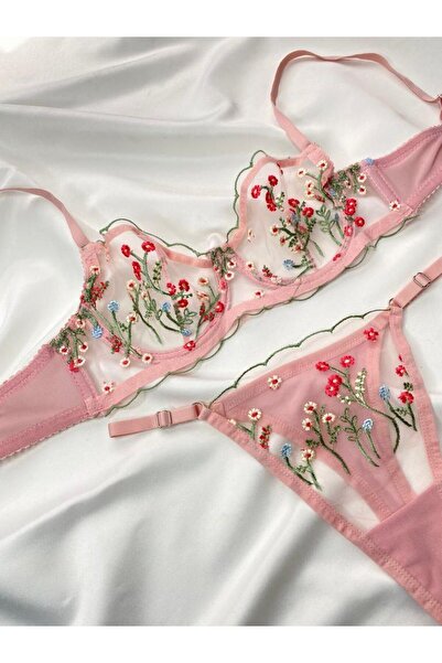 ARONA ARONA Embroidery Floral Patterned Bra and Bralet Set - Lingerie Set