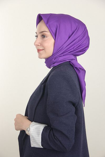 Bursa İpek Μωβ Κασκόλ με μοτίβο πέτρας İpekhan Jacquard