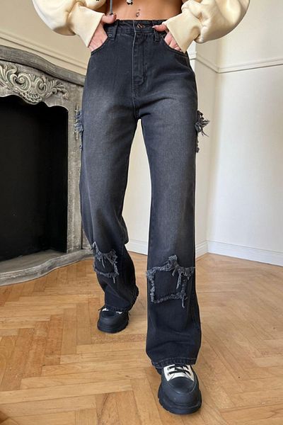 Köstebek Black Star Patch Vintage Jeans