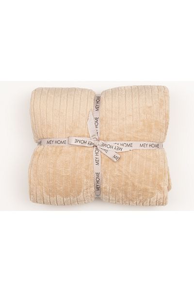 MEYHOME Wellsoft 150X200 Beige Corded Tv Blanket - Sofa Shawl