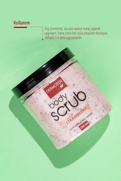 Dermoten Body Scrub Strawberry Extract Nourishing Purifying Moisturizing Body Scrub 250 ml