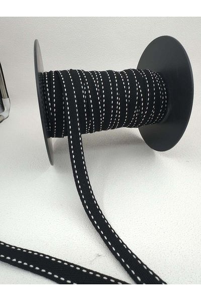 paşateks since 1995 şekil 1.5 cm Striped Houndstooth Ribbon-5 Meters-Black
