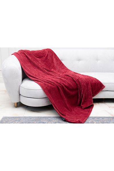 MEYHOME Wellsoft 150X200 Claret Red Corded Tv Blanket - Sofa Shawl