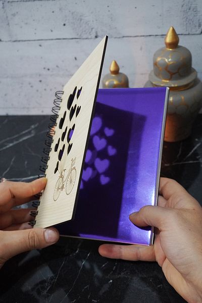 markcat Bicycle Balloon Notebook with Wooden Cover - Dotted Agenda and School Notebook (A5 - 120 Pages)